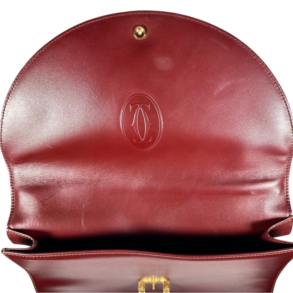 CARTIER Must Line Leather Top Handle Bag in Bordeaux - Picture 13 of 16
